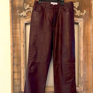 Wine leather pants